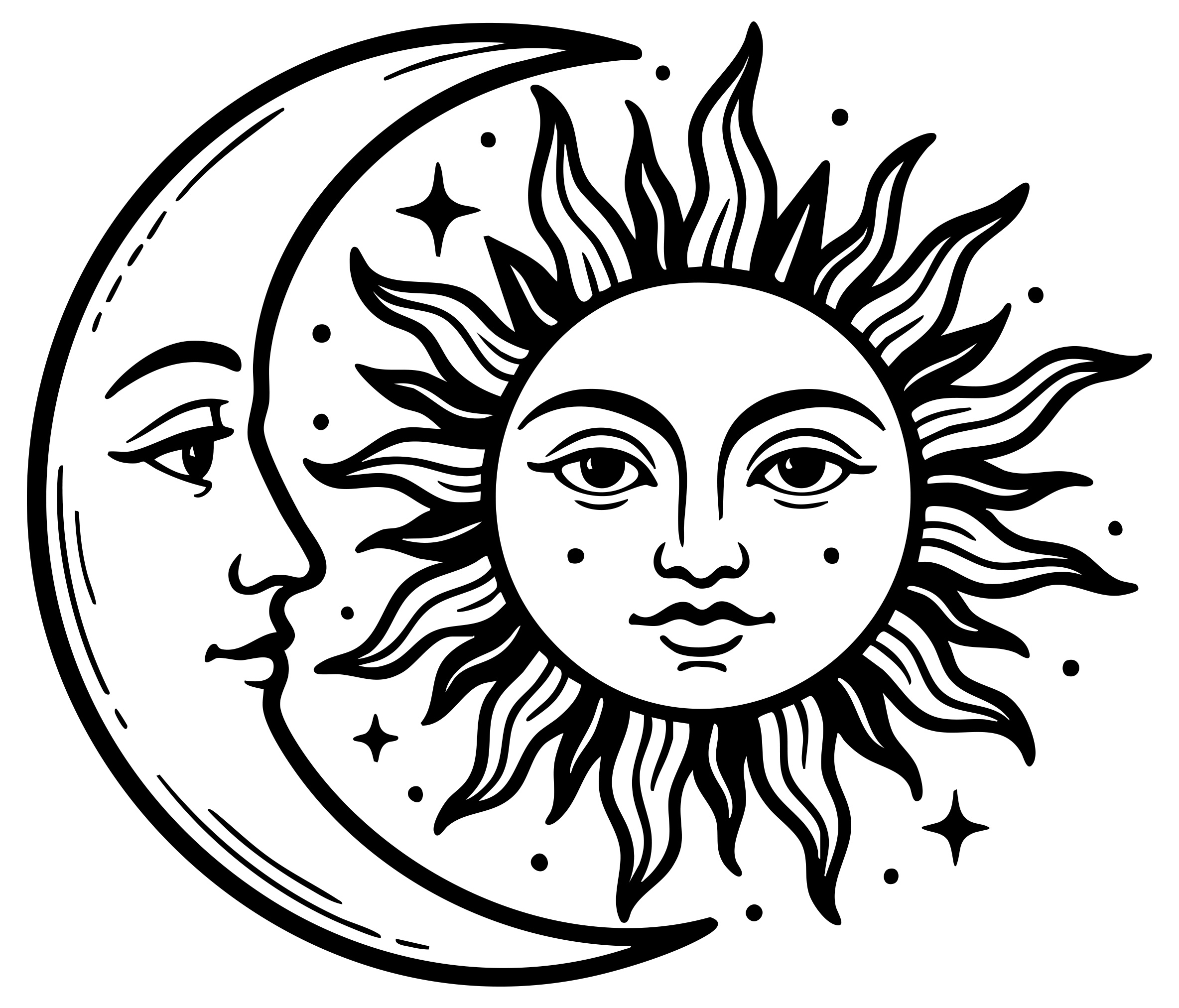 vector afbeelding zon en maan