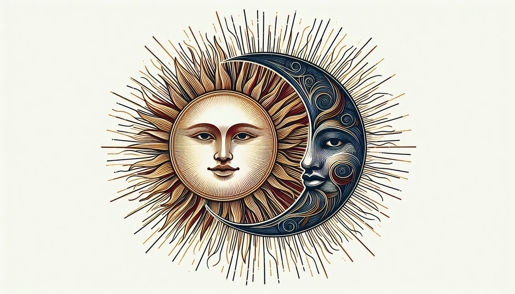 vintage drawing sun moon 1