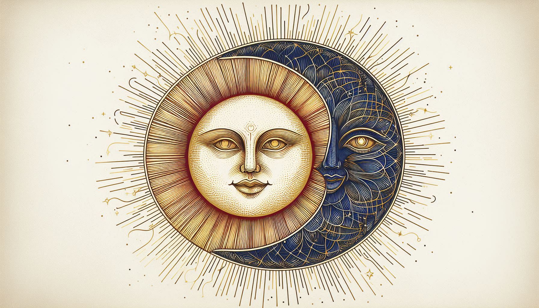 vintage drawing sun moon 2
