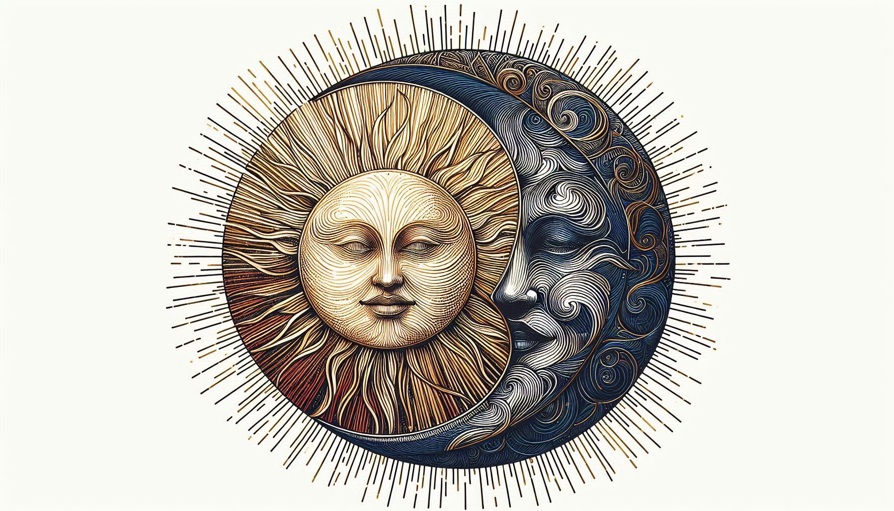 vintage drawing sun moon 3